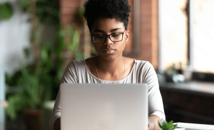 Student at a laptop