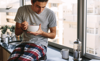 Student eating breakfast