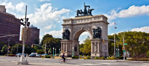 Ornate arch and street intersection