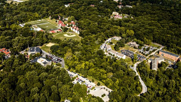 Bird's eye view of college campus