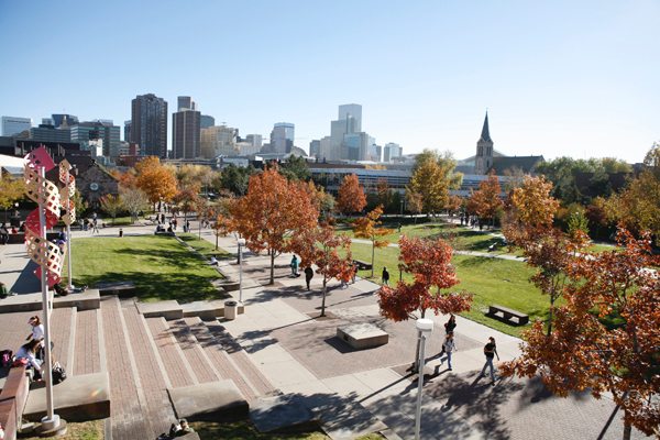 Outdoor view of college campus