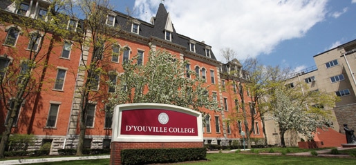 D'youville College sign outdoors on campus
