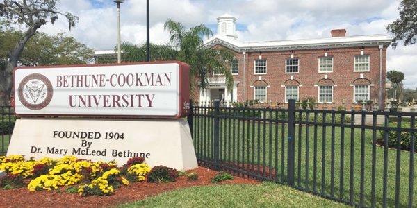 Bethune-Cookman University sign on campus outdoors