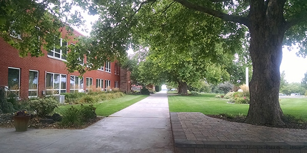 Outdoor view of college campus