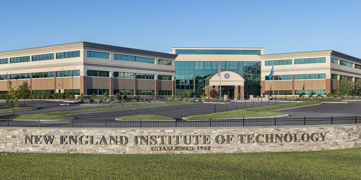 New England Institute of Technology outdoor sign on campus