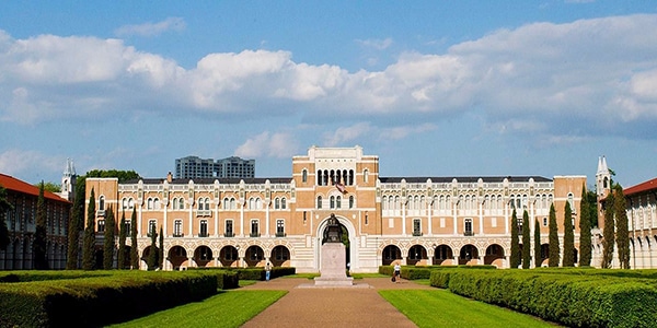 Outdoor view of Rice University campus
