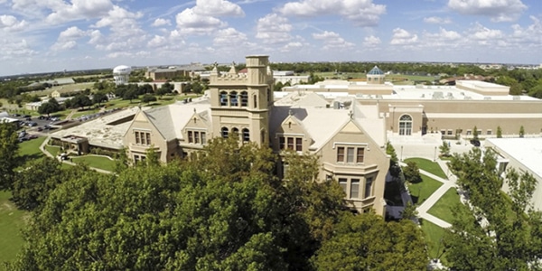 Outdoor view of Southwestern Assemblies of God University campus