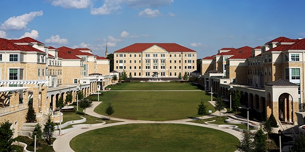 Outdoor view of Texas Christian University campus