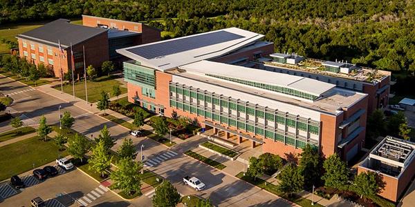 Bird's eye view of school campus