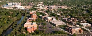 Outdoor view of college campus