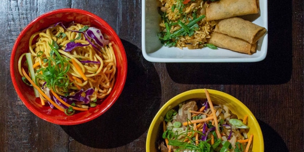 Asian food in bowls