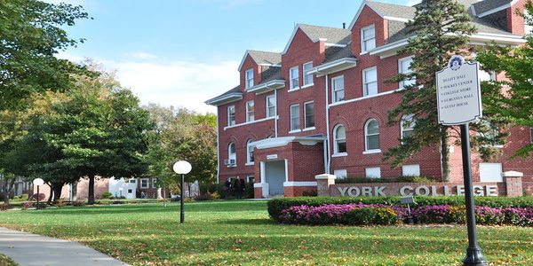 York College sign and buildings