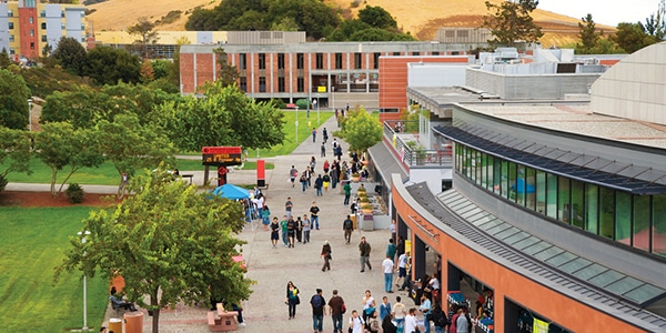 Outdoor view of Cal State East Bay campus