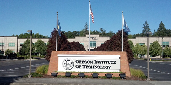 Oregon Institute of Technology sign outdoors on campus