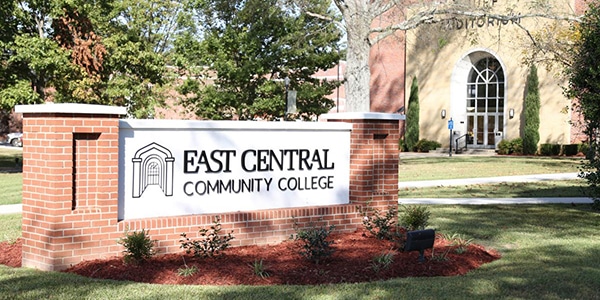 East Central Community College outdoor sign and building