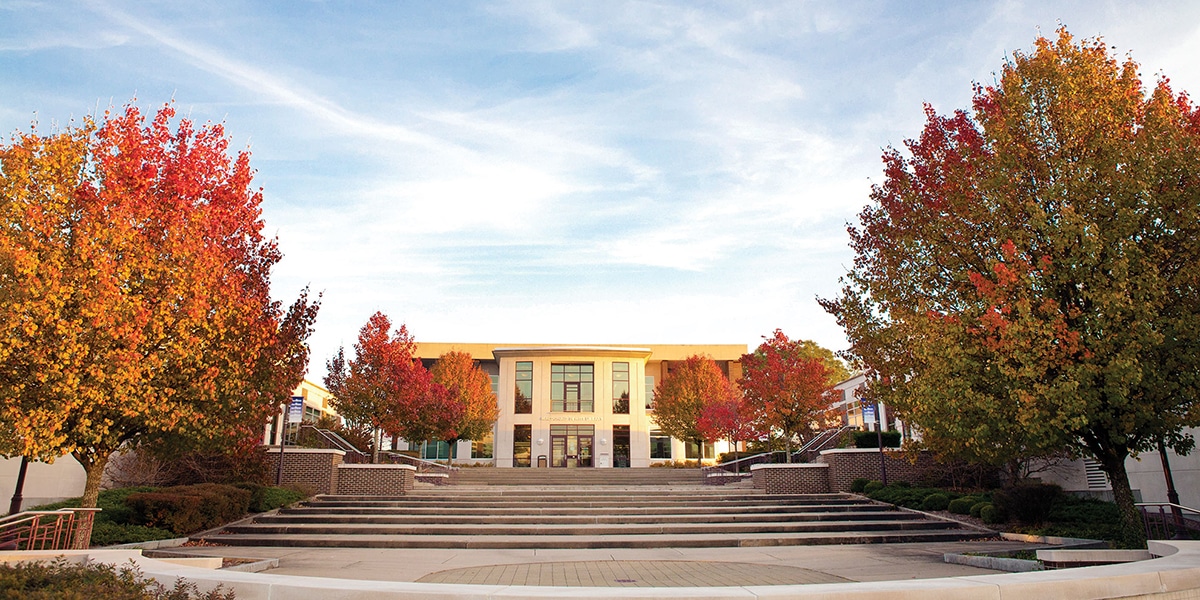 Outdoor view of college campus