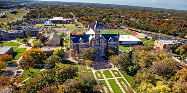 Outdoor view of college campus