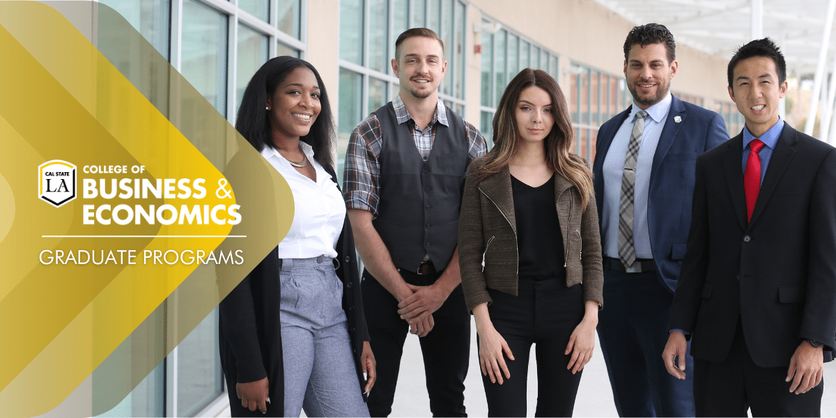 College students standing next to building at Cal State LA