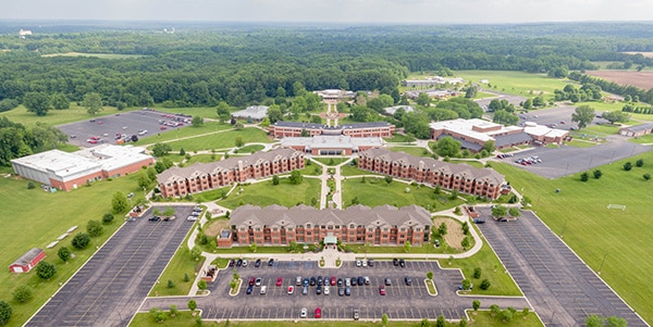 Outdoor view of college campus