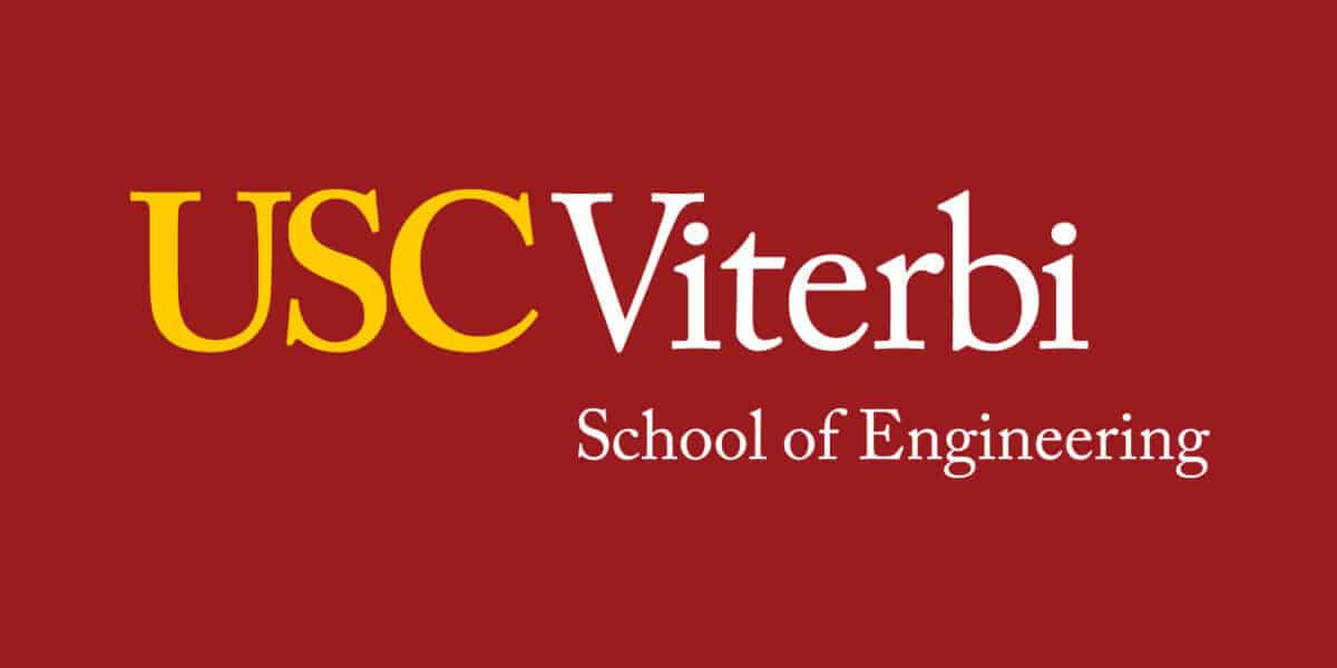 University of Southern California Vertbi School of Engineering logo on red background