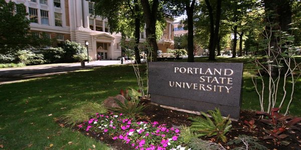 Outdoor view of Portland State University campus