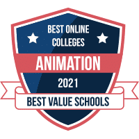 Best online colleges in animation badge