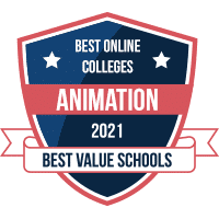 Best online colleges in animation badge