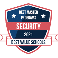 Best master's in security programs badge