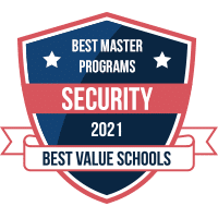 Best master's in security programs badge