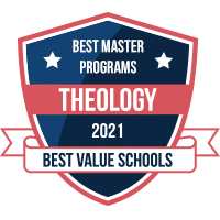 Best master's in theology programs badge