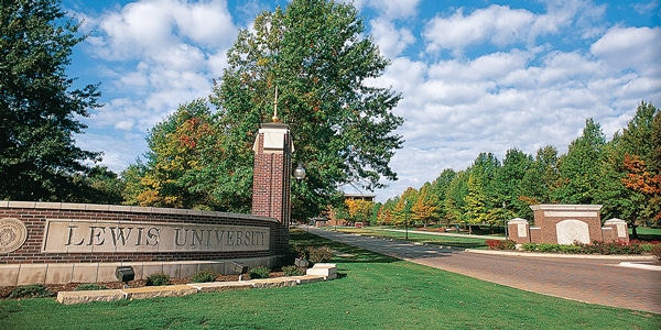 Lewis University sign outdoors