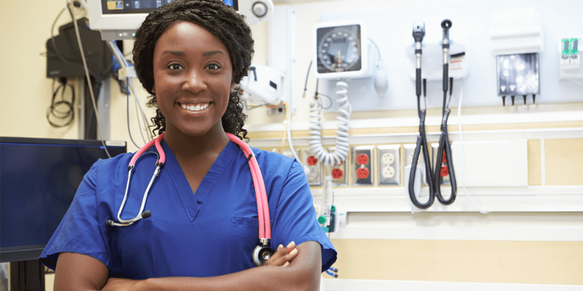 Nursing student in clinical room