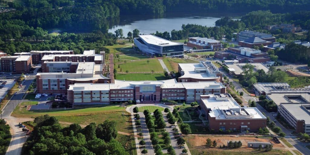 Outdoor view of college campus