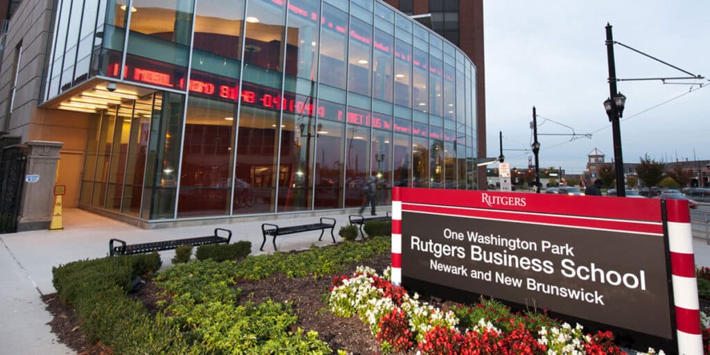 Rutgers University Newark outdoor sign and building
