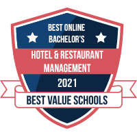 Best online bachelor's in hotel and restaurant management badge