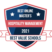 Best online master's in hospitality management badge