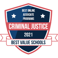 Best online associate in criminal justice degree program badge
