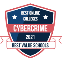 Best online cybercrime degree programs badge