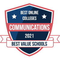 Best online communications degree programs badge