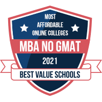Most affordable online MBA no GMAT programs badge