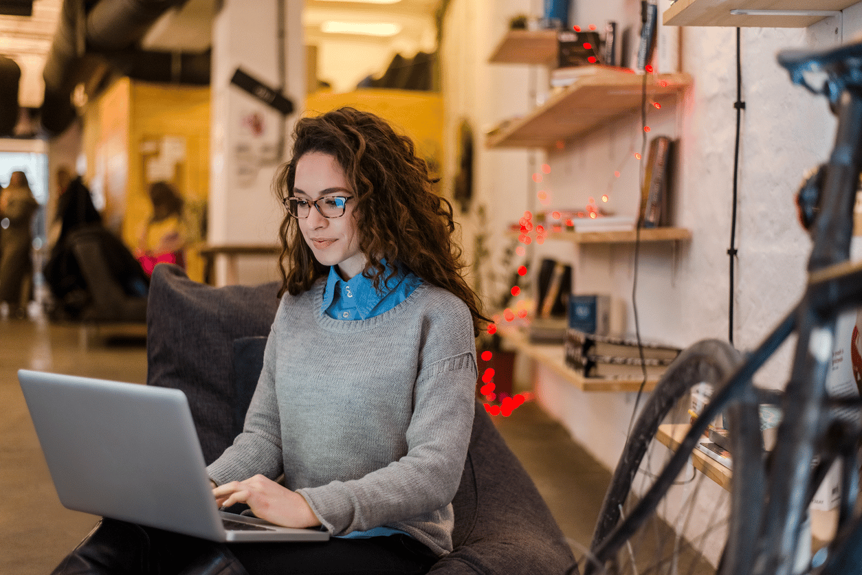 Student on a laptop.